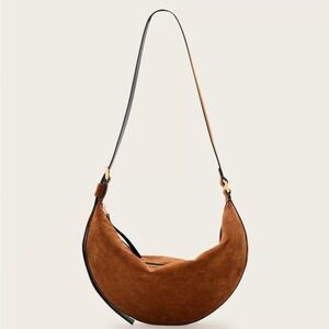 All saints Large halfmoon suede hobo bag